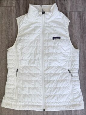 Patagonia Nano Puff Jacket Vest Womens Medium White Puffer Excellent Condition